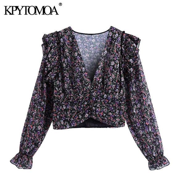 women fashion floral print ruffled cropped chiffon blouses vintage long sleeve elastic hem female shirts chic 210416, White
women fashion floral print ruffled cropped chiffon blouses vintage long sleeve elastic hem female shirts chic 210416, White