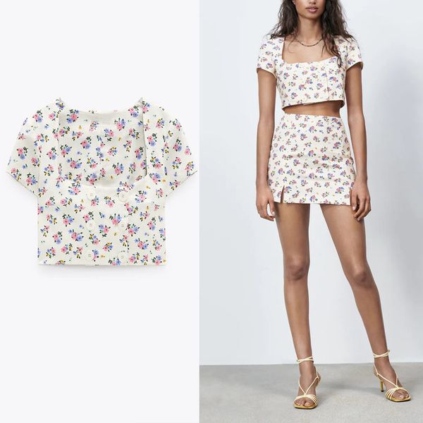 dresses elegant floral print cropped shirt women short sleeve double breasted linen vintage blouse female chic fitted summer top, Black;gray
dresses elegant floral print cropped shirt women short sleeve double breasted linen vintage blouse female chic fitted summer top, Black;gray