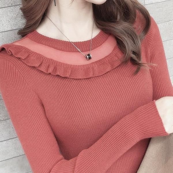 female autumn winter knit sweater women slim-fit long-sleeved o-neck mesh ruffled pullover tight-fitting bottoming shirt women's sweate, White;black
female autumn winter knit sweater women slim-fit long-sleeved o-neck mesh ruffled pullover tight-fitting bottoming shirt women's sweate, White;black