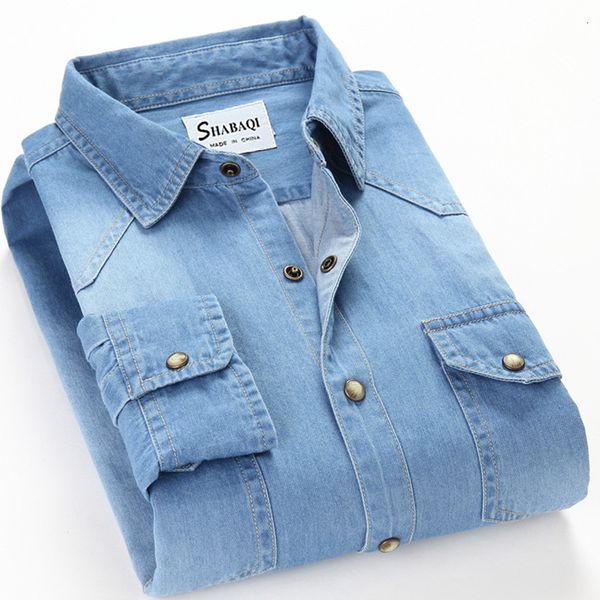 classic shan bao double pocket button 100% cotton denim 2021 thin long-sleeved shirt, White;black
classic shan bao double pocket button 100% cotton denim 2021 thin long-sleeved shirt, White;black