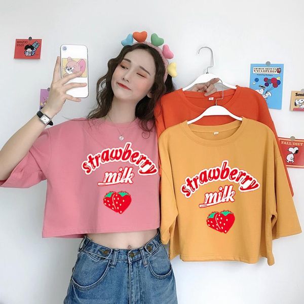 women's t-shirt strawberry milk woman t-shirts summer creative graphic t shirt korean fashion harajuku kawaii tee y2k crop top, White
women's t-shirt strawberry milk woman t-shirts summer creative graphic t shirt korean fashion harajuku kawaii tee y2k crop top, White