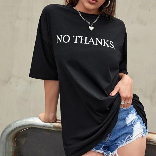 women's t-shirt kuakuayu hjn no thank letter printed street style casual funny hipster 90s fashion tee, White
women's t-shirt kuakuayu hjn no thank letter printed street style casual funny hipster 90s fashion tee, White