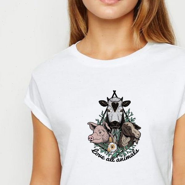 womens avant garde vegetarian love all animals t shirt women vestidos spring summer prevalent o collar shirts, White
womens avant garde vegetarian love all animals t shirt women vestidos spring summer prevalent o collar shirts, White
