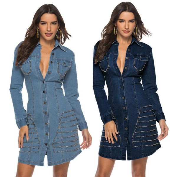 casual dresses 2021 fashion spring buttons denim women dress rivet jeans vintage long sleeves short streetwear slim, Black;gray
casual dresses 2021 fashion spring buttons denim women dress rivet jeans vintage long sleeves short streetwear slim, Black;gray