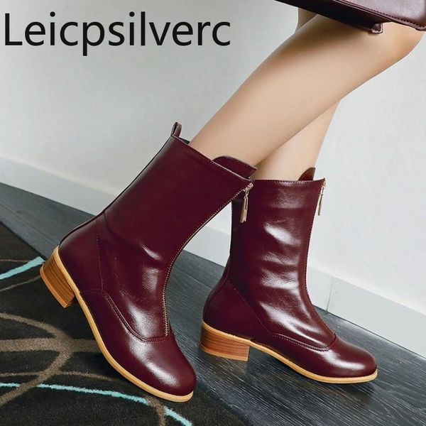 women's boots autumn and winter the fashion round head zipper thick heel mid middle tube shoes plus size 32-48, Black
women's boots autumn and winter the fashion round head zipper thick heel mid middle tube shoes plus size 32-48, Black