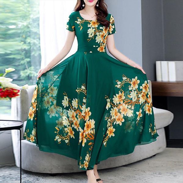 beach summer casual women dresses o neck short sleeve long a line printed ladies slim, Black;gray
beach summer casual women dresses o neck short sleeve long a line printed ladies slim, Black;gray