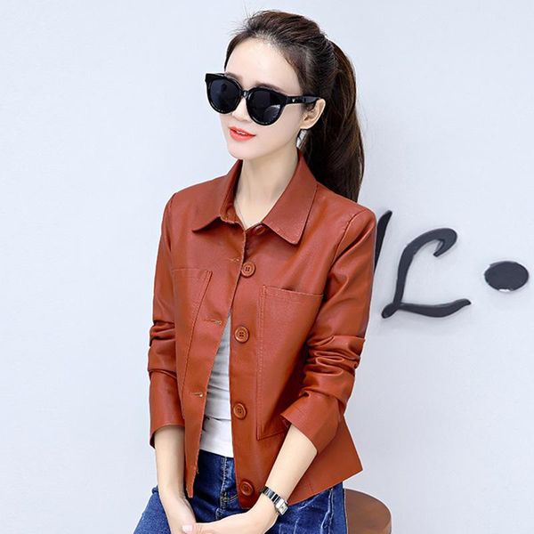 women's jackets black solid color lady casual plus size m-4xl pu leather style coats 2021 model women fashion short outerwear, Black;brown
women's jackets black solid color lady casual plus size m-4xl pu leather style coats 2021 model women fashion short outerwear, Black;brown
