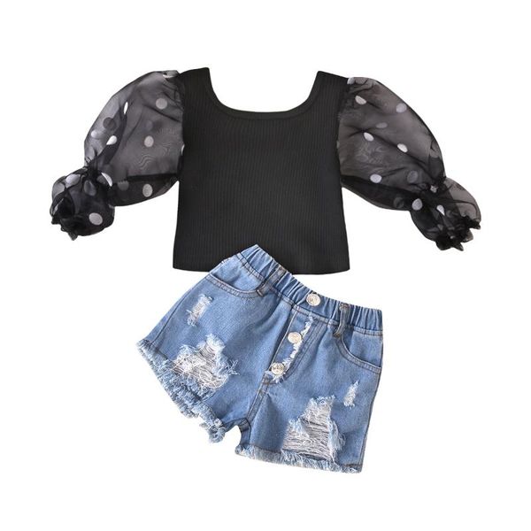 clothing sets fashion infant baby girls 2pcs clothes black blouse net long sleeve denim hole short pants girl 1-6y, White
clothing sets fashion infant baby girls 2pcs clothes black blouse net long sleeve denim hole short pants girl 1-6y, White