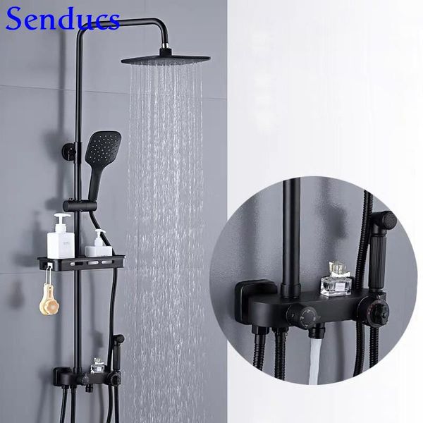 thermostatic shower set black matte bathroom faucet brass bathtub mixer tap luxury bronze bath sets
thermostatic shower set black matte bathroom faucet brass bathtub mixer tap luxury bronze bath sets