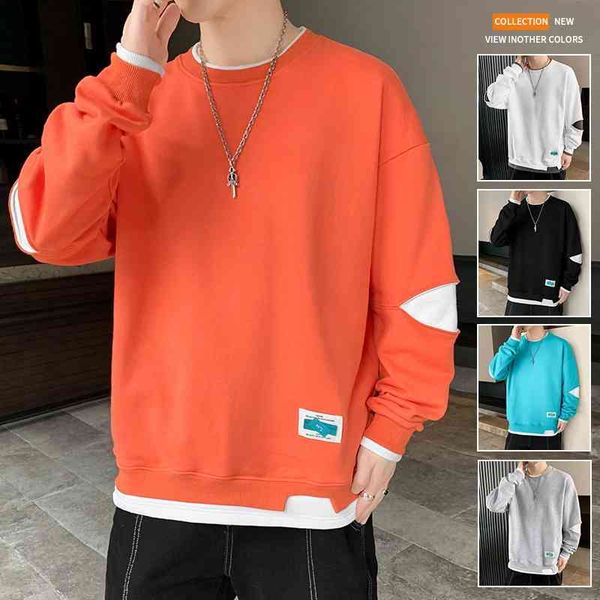 hip hop rock personality fake two-piece student sweater loose color matching long sleeve t-shirt men's live broadcast batch, Black
hip hop rock personality fake two-piece student sweater loose color matching long sleeve t-shirt men's live broadcast batch, Black