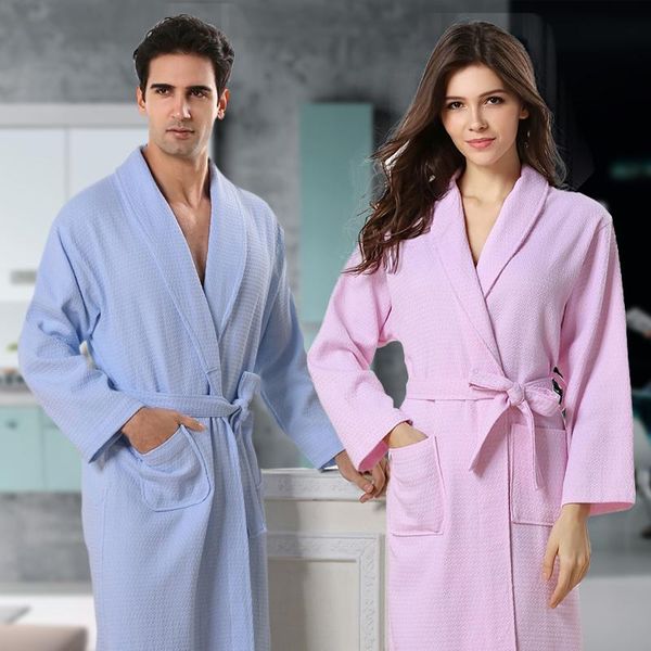 men's sleepwear summer waffle robe 100% cotton long men soft bath ladies casual nightrobe highly absorbent loose homewear, Black;brown
men's sleepwear summer waffle robe 100% cotton long men soft bath ladies casual nightrobe highly absorbent loose homewear, Black;brown