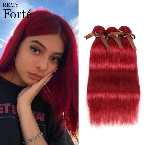 human hair bulks remy forte straight bundles red brazilian weave 100% 1/3/4, Black