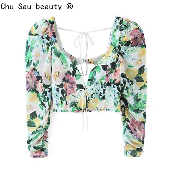 autumn style holiday chic cute flower print puff nine-point sleeve lace-up short shirts crop for women 210508, White
autumn style holiday chic cute flower print puff nine-point sleeve lace-up short shirts crop for women 210508, White