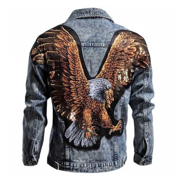 men's jackets kiovno hip hop sequins denim streetwear embroidery outwear coats for male washed, Black;brown
men's jackets kiovno hip hop sequins denim streetwear embroidery outwear coats for male washed, Black;brown