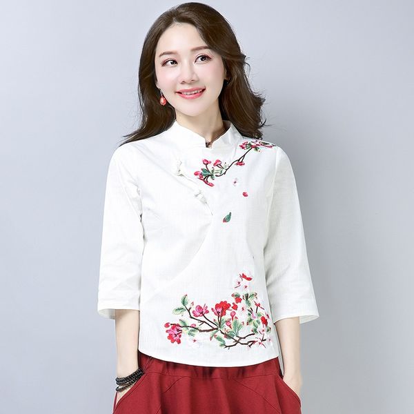 retro ladies chinese national style vintage embroidery cotton linen shirts summer casual buckle oriental tea shirt 12372, Red
retro ladies chinese national style vintage embroidery cotton linen shirts summer casual buckle oriental tea shirt 12372, Red