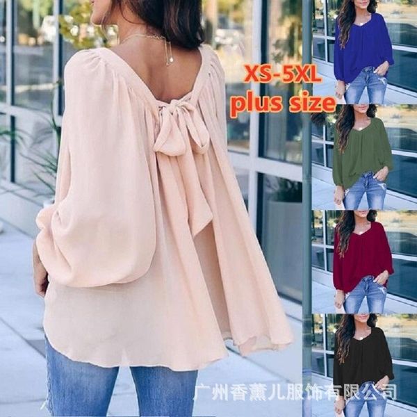 women's blouses & shirts autumn fashion womens blouse solid color loose long sleeve back bow chiffon shirt large size women casual spli, White
women's blouses & shirts autumn fashion womens blouse solid color loose long sleeve back bow chiffon shirt large size women casual spli, White