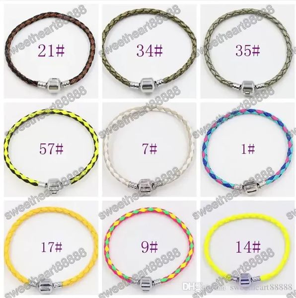 single 925 silver clasp leather beaded strands bracelets chains for pandora bracelets 17cm 19cm 21cm 20pcs/lot 57colors bracelet fit europea, Black
single 925 silver clasp leather beaded strands bracelets chains for pandora bracelets 17cm 19cm 21cm 20pcs/lot 57colors bracelet fit europea, Black