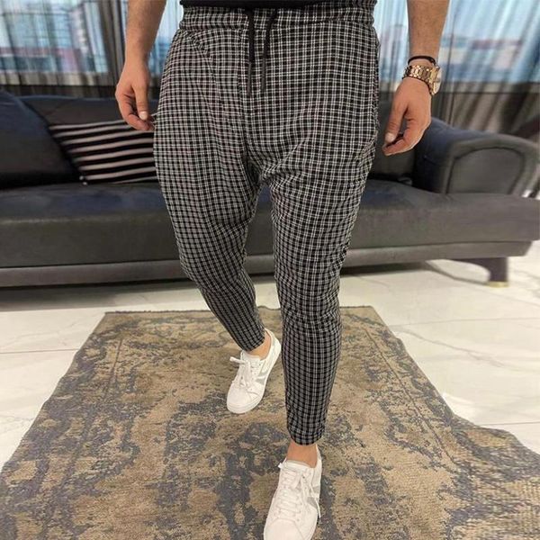 men's pants spring summer casual trousers men fashion business plaid printed streetwear drawstring mid waist slim pencil, Black
men's pants spring summer casual trousers men fashion business plaid printed streetwear drawstring mid waist slim pencil, Black