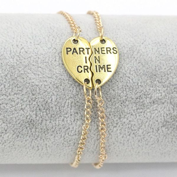 charm bracelets 2pcs/set simple couple vintage matching braslet heart-shaped love statement jewelry valentine's day present, Golden;silver
charm bracelets 2pcs/set simple couple vintage matching braslet heart-shaped love statement jewelry valentine's day present, Golden;silver