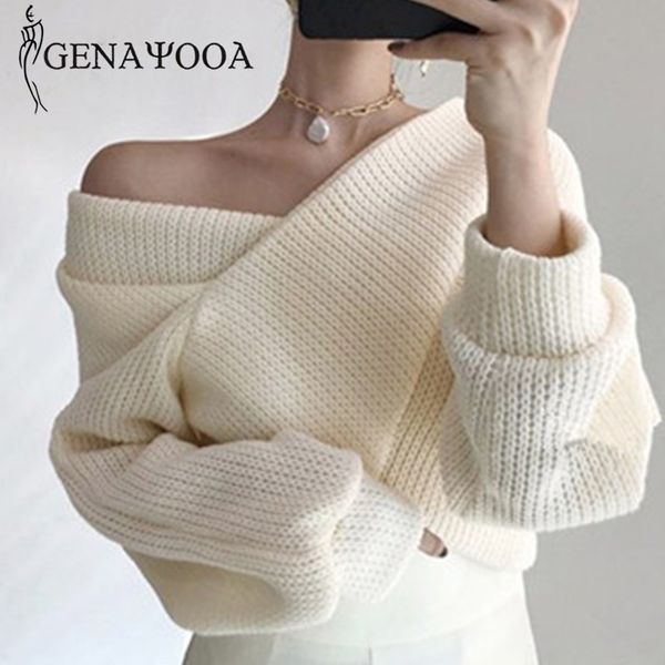 genayooa office ladies knitted sweater women korean style v neck off the shoulder pullover criss cross jumper winter 210417, White;black
genayooa office ladies knitted sweater women korean style v neck off the shoulder pullover criss cross jumper winter 210417, White;black