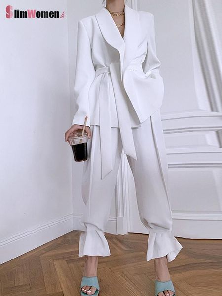 women's suits & blazers white elegant korean advanced loose blazer winter women fashion high waist belt lace-up jacket female 2021, White;black
women's suits & blazers white elegant korean advanced loose blazer winter women fashion high waist belt lace-up jacket female 2021, White;black