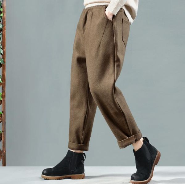 women's pants & capris autumn winter retro women thicker warm loose trousers elastic waist pocket blended casual ladies 2021, Black;white
women's pants & capris autumn winter retro women thicker warm loose trousers elastic waist pocket blended casual ladies 2021, Black;white