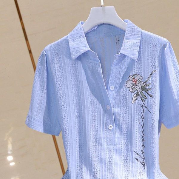 summer blouse women shirt cotton korean style floral embroidered short sleeve office ladies casual plus size, White
summer blouse women shirt cotton korean style floral embroidered short sleeve office ladies casual plus size, White