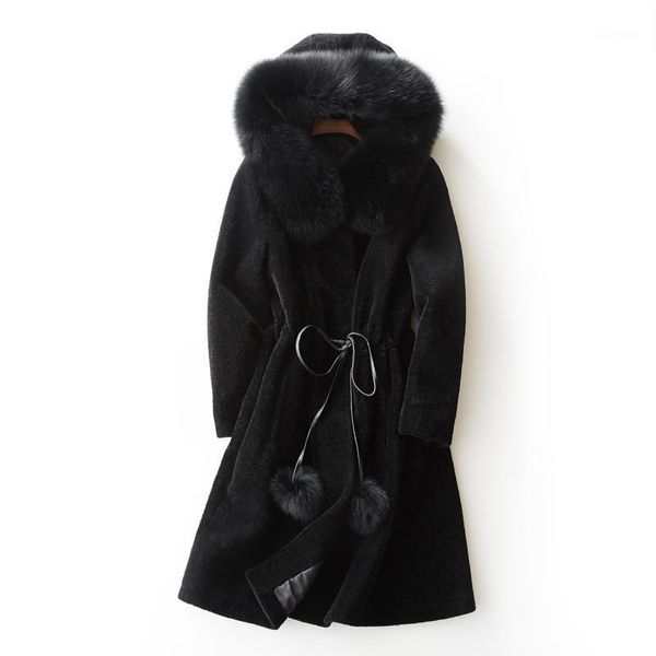 women's fur & faux geniune coat winter jacket women warm thick real sheep shearing collar outwear abrigos bf32149 mf439, Black
women's fur & faux geniune coat winter jacket women warm thick real sheep shearing collar outwear abrigos bf32149 mf439, Black