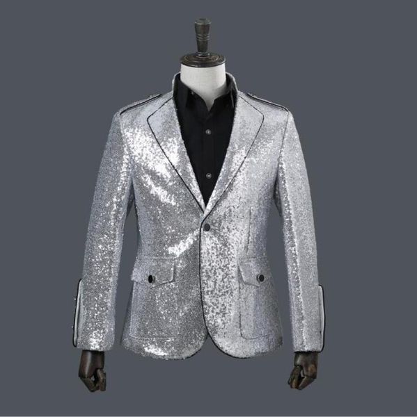 men's suits & blazers mens blazer casual slim fitness formal one button office suit coat sequins jacket prom stage wedding costumes, White;black
men's suits & blazers mens blazer casual slim fitness formal one button office suit coat sequins jacket prom stage wedding costumes, White;black