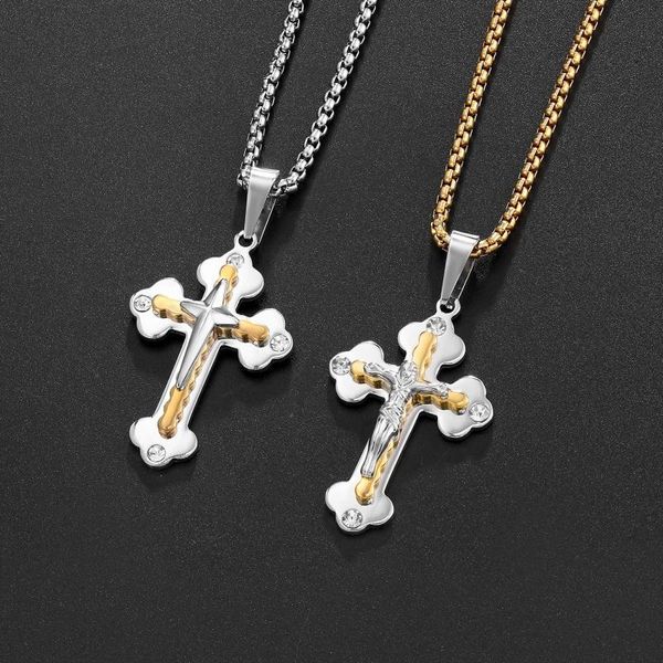 pendant necklaces good friday cross titanium steel diamond fashion necklace men and women religious belief stainless jewelry, Silver
pendant necklaces good friday cross titanium steel diamond fashion necklace men and women religious belief stainless jewelry, Silver