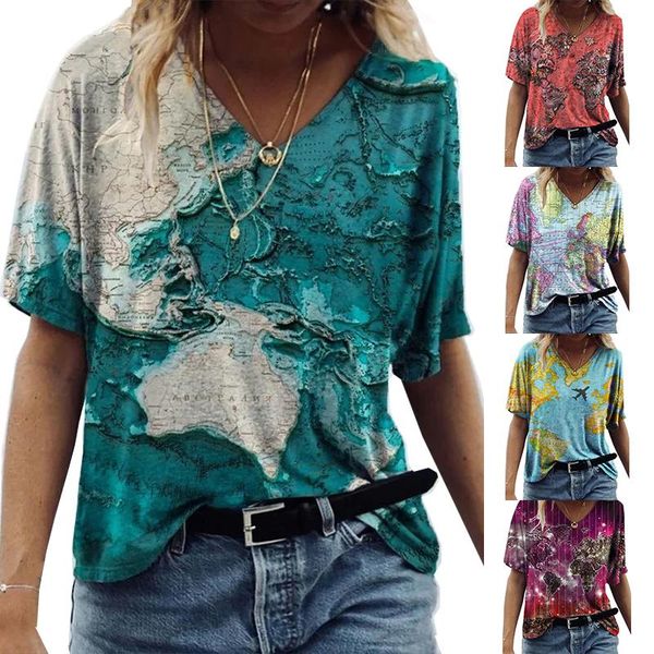 women's t-shirt v neck map location printing tees loose comfy short sleeve summer pullover casual shirts colorful apparel, White
women's t-shirt v neck map location printing tees loose comfy short sleeve summer pullover casual shirts colorful apparel, White