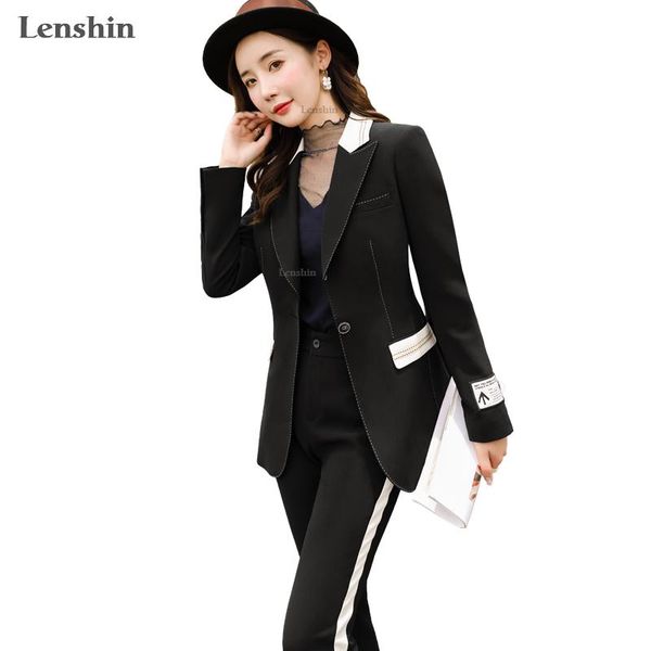 lenshin high street fashion style 2 piece set for women contrast pant suits business office lady work wear blazer with trouser women's, White
lenshin high street fashion style 2 piece set for women contrast pant suits business office lady work wear blazer with trouser women's, White