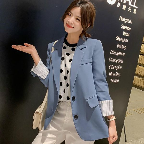 women's suits & blazers fashion blazer coats and jackets 2021 autumn loose solid color long sleeve ladies jacket casual female, White;black
women's suits & blazers fashion blazer coats and jackets 2021 autumn loose solid color long sleeve ladies jacket casual female, White;black