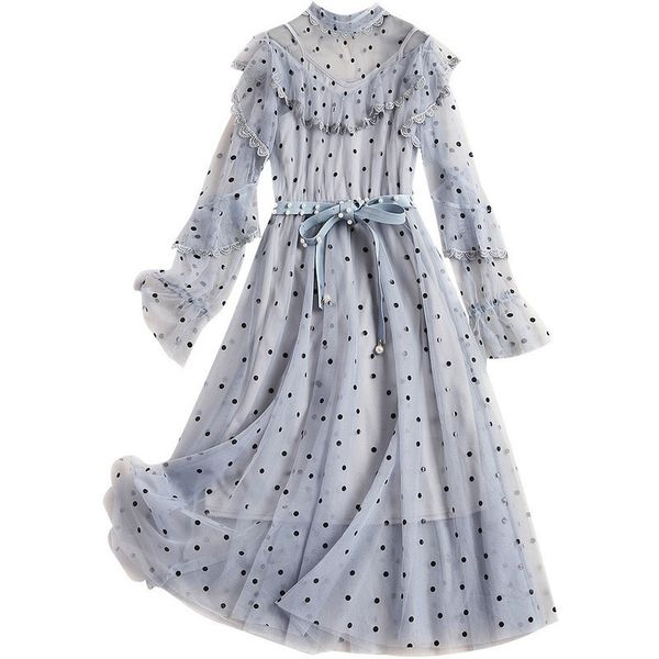 blue black beige pink lace polka dot mesh sash pearl gown long sleeve o neck midi elegant dress 2 pieces d1229 210514, Black;gray
blue black beige pink lace polka dot mesh sash pearl gown long sleeve o neck midi elegant dress 2 pieces d1229 210514, Black;gray