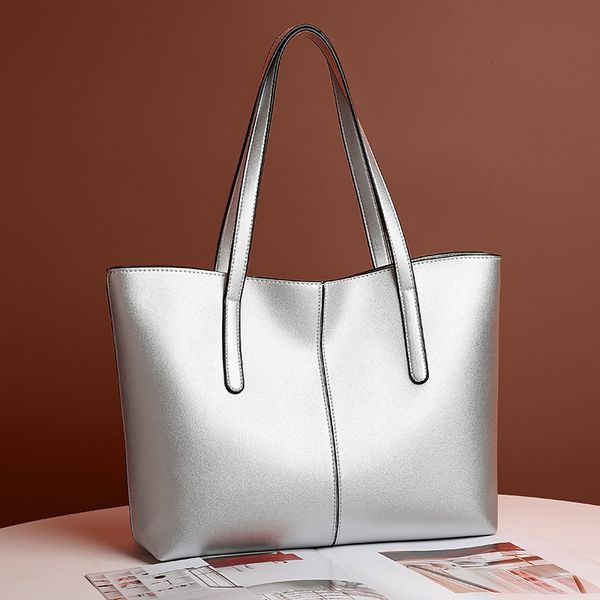 Simple Pure Commuting Bag Sewing Pu Leather One Shoulder Handbag