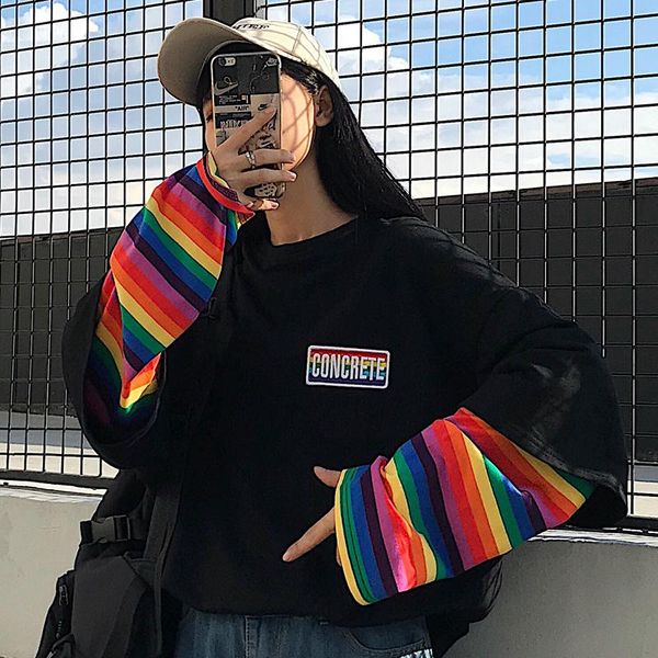 women's hoodies & sweatshirts zogaa women ulzzang fake two pieces sweet rainbow striped womens harajuku hoodie chic patchwork oversized, Black
women's hoodies & sweatshirts zogaa women ulzzang fake two pieces sweet rainbow striped womens harajuku hoodie chic patchwork oversized, Black