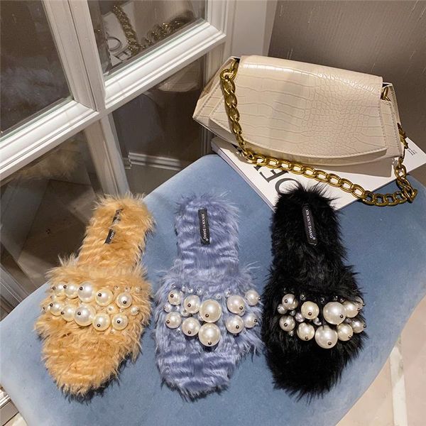 fur slipper women string bead flats shoes fashion furry slide flat mule spring autumn sandalias mujer khaki black blue slippers
fur slipper women string bead flats shoes fashion furry slide flat mule spring autumn sandalias mujer khaki black blue slippers