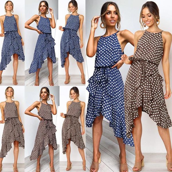 summer o neck spaghetti strap bohemia polka dot print women's dress fashion empire irregular beach dresses vestidos casual, Black;gray
summer o neck spaghetti strap bohemia polka dot print women's dress fashion empire irregular beach dresses vestidos casual, Black;gray