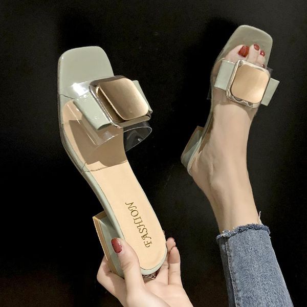 slippers metal buckle pvc transparent female summer women square heels party shoes open toe ladies for, Black
slippers metal buckle pvc transparent female summer women square heels party shoes open toe ladies for, Black