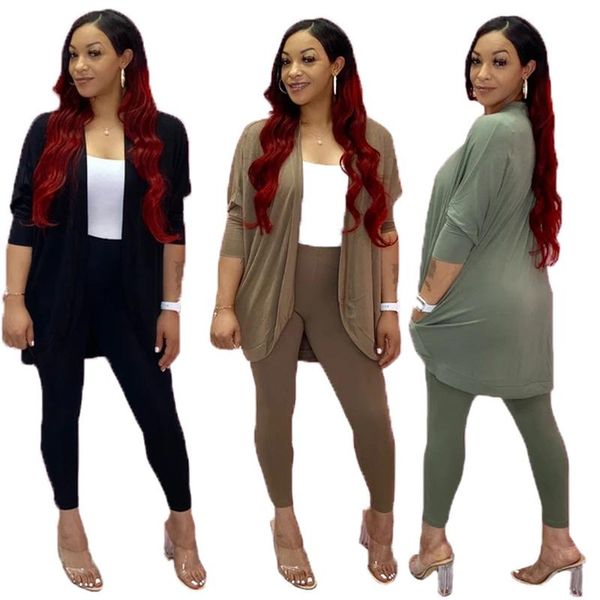 women's pants & capris 2021 product style solid color long-sleeved cardigan two-piece suit, Black;white
women's pants & capris 2021 product style solid color long-sleeved cardigan two-piece suit, Black;white