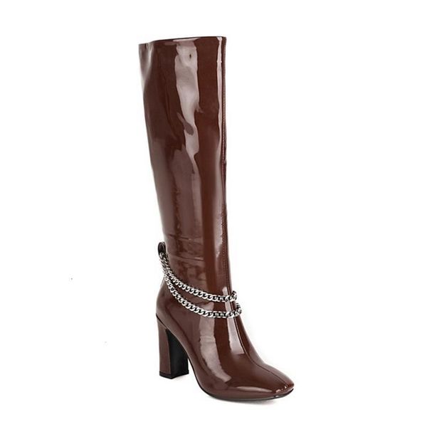 boots asileto winter knee-high square toe chunky heels patent leather zipper solid chain metal big size 34-48 red casual c2043 n3u4, Black
boots asileto winter knee-high square toe chunky heels patent leather zipper solid chain metal big size 34-48 red casual c2043 n3u4, Black