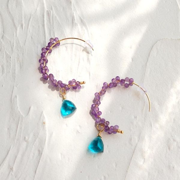 hoop & huggie lii ji natural amethyst blue quartz 14k gold filled earrings handmade jewelry for women gift, Golden;silver
hoop & huggie lii ji natural amethyst blue quartz 14k gold filled earrings handmade jewelry for women gift, Golden;silver