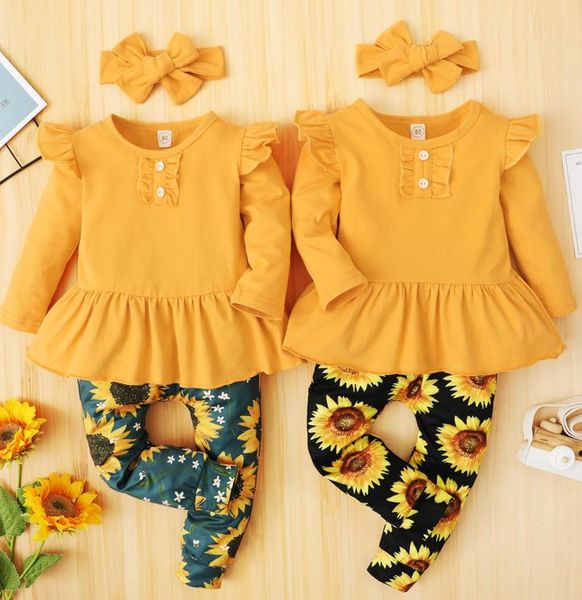 clothing sets kids baby girls 3-piece outfit set long sleeve sunflower print pants+headband, White
clothing sets kids baby girls 3-piece outfit set long sleeve sunflower print pants+headband, White