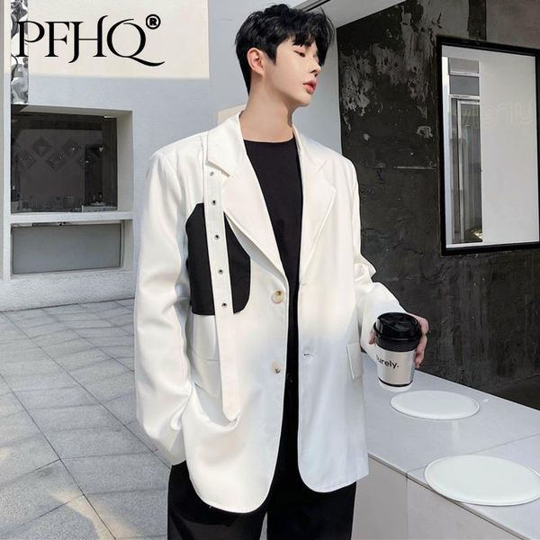 men's suits & blazers pfhq trend fashion design black and white blazer for men 2021 autumn contrast color niche casual loose suit coat, White;black
men's suits & blazers pfhq trend fashion design black and white blazer for men 2021 autumn contrast color niche casual loose suit coat, White;black