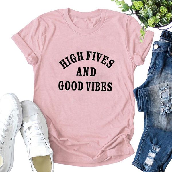 women's t-shirt high fives and good vibe short sleeve crewneck cotton plus size funny fashion tees shirts for women ladies goth, White
women's t-shirt high fives and good vibe short sleeve crewneck cotton plus size funny fashion tees shirts for women ladies goth, White