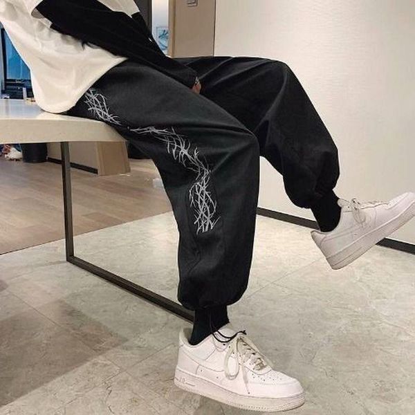 men's pants spring summer korean plus-size elastic waist sports thin casual pant fashion printed student sweatpants trousers, Black
men's pants spring summer korean plus-size elastic waist sports thin casual pant fashion printed student sweatpants trousers, Black