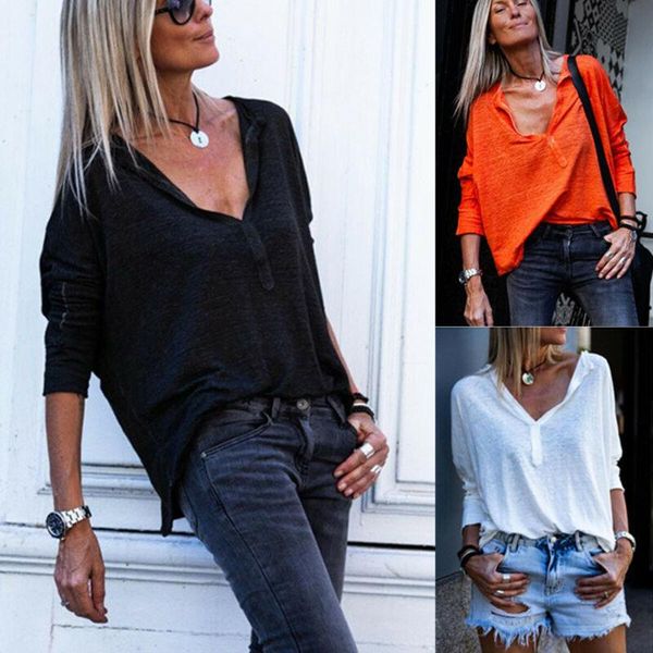 women's t-shirt 2021 autumn linen long sleeve solid v-neck loose casual baggy, White
women's t-shirt 2021 autumn linen long sleeve solid v-neck loose casual baggy, White