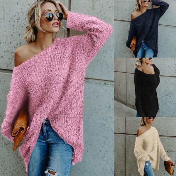 women's sweaters winter wool solid color long sleeve off shoulder knit pullover, White;black
women's sweaters winter wool solid color long sleeve off shoulder knit pullover, White;black