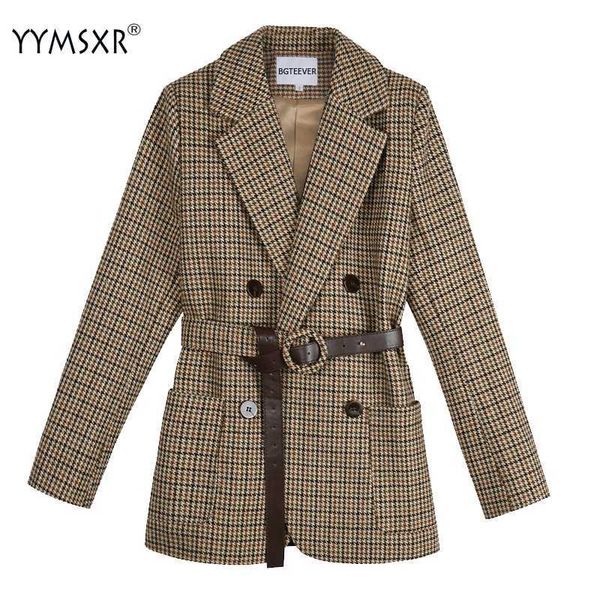 vintage houndstooth women blazer sashes double-breasted plaid female jacket long sleeve pockets blaser suit 210527, White;black
vintage houndstooth women blazer sashes double-breasted plaid female jacket long sleeve pockets blaser suit 210527, White;black