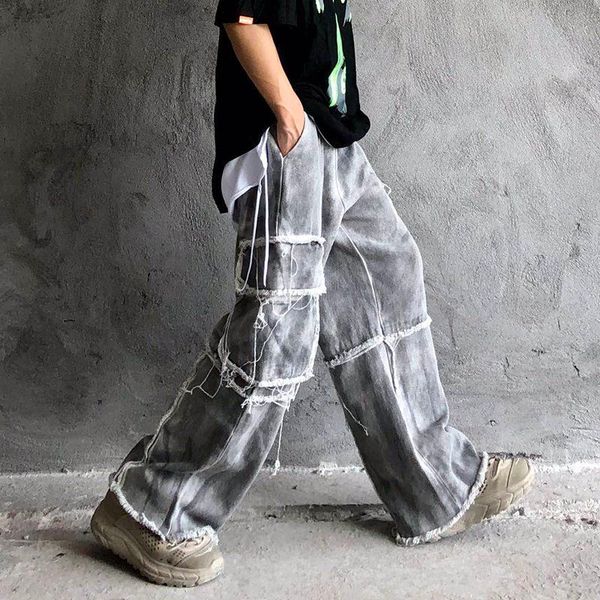 men's jeans harajuku high street washed pockets frayed jean pants men and women straight loose casual denim trousers plus size hip hop, Blue
men's jeans harajuku high street washed pockets frayed jean pants men and women straight loose casual denim trousers plus size hip hop, Blue